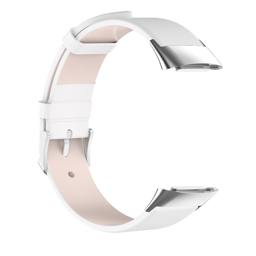 Fitbit Charge 6/5 Kellonranneke, Nahkaa - valkoinen