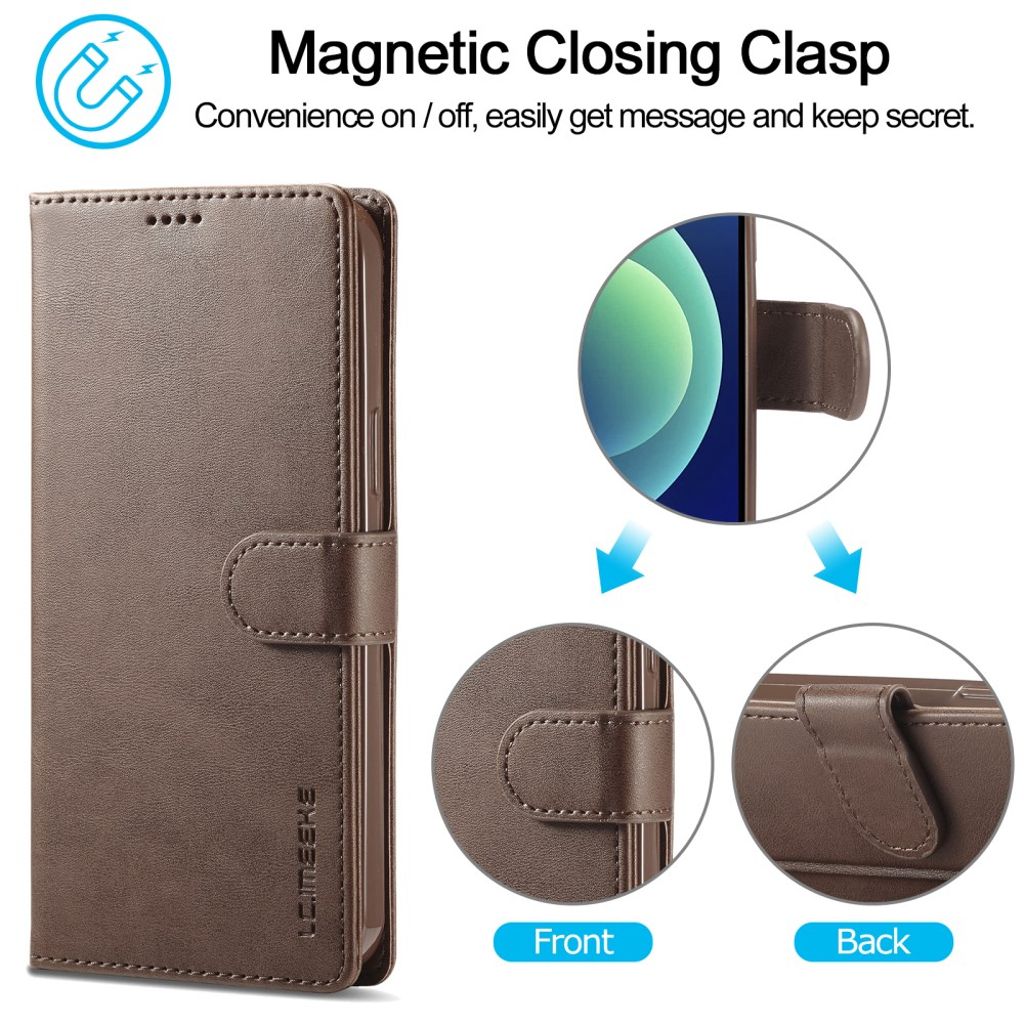 LC.IMEEKE iPhone 15 Pro Max Lompakkokotelo - Ruskea