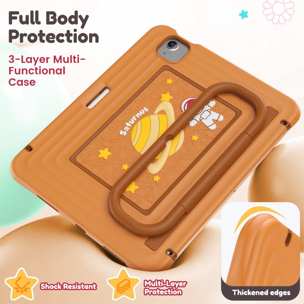 Lasten kuori jalustalla iPad Airille/Prolle 11" - ruskea