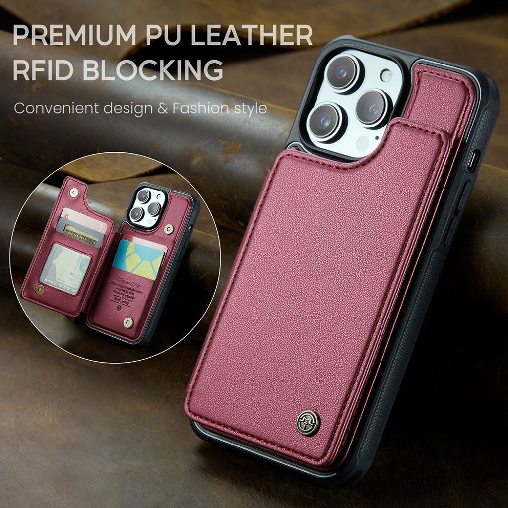 iPhone 13 Pro Lompakkokuori CASEME C22 RFID-estävällä – Punainen