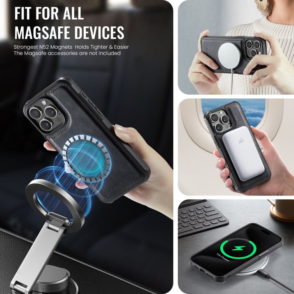 AUTSPACE iPhone 12 Pro Max Cover med Kortplads - Sort