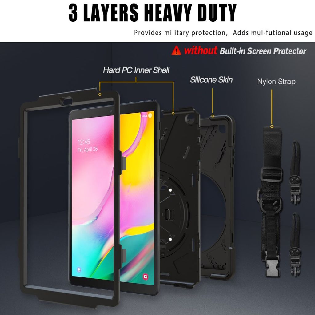 Samsung Galaxy Tab A 10.1 Deksel m/360° holder - Svart