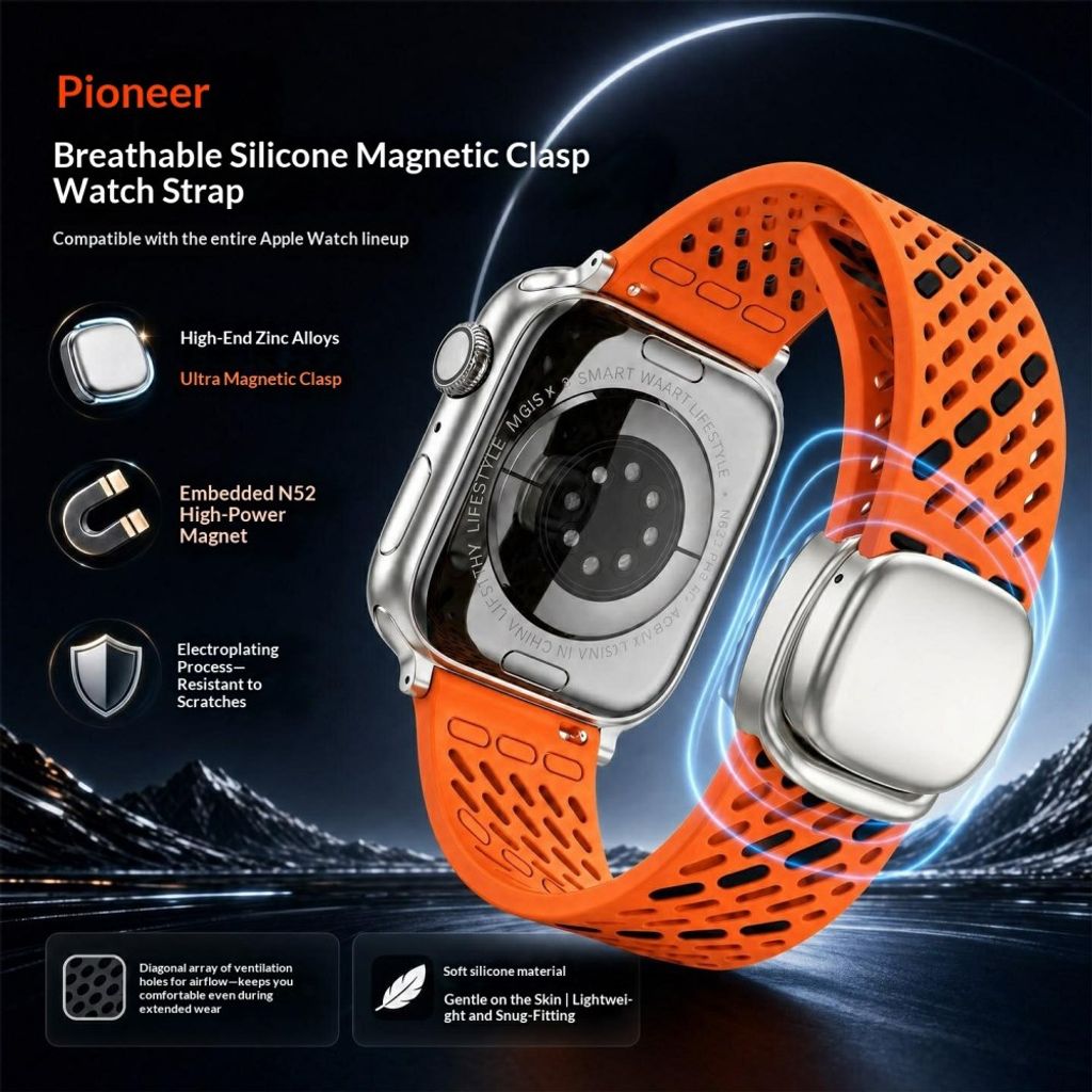 Apple Watch 42 / 41/ 40 / 38mm Klockarmband i Silikon - Grå/Orange
