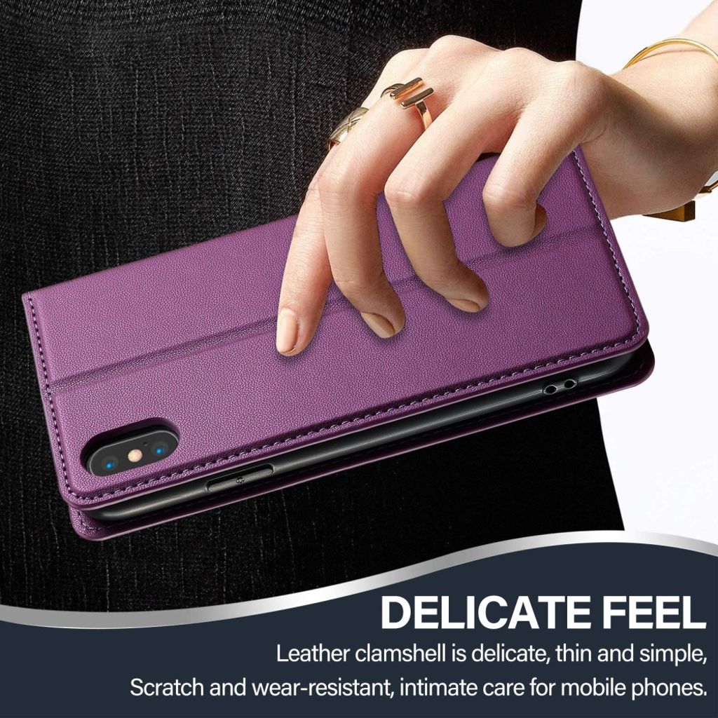 LC.IMEEKE iPhone XS Max Pungetui med Stand og Kortholder – Lilla