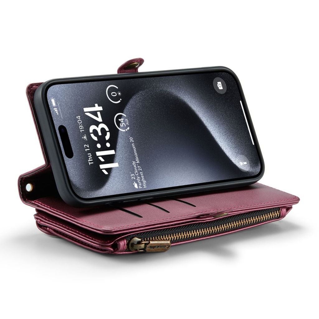 CASEME iPhone 15 Pro Max Fodral med 10 Kortfack - Röd