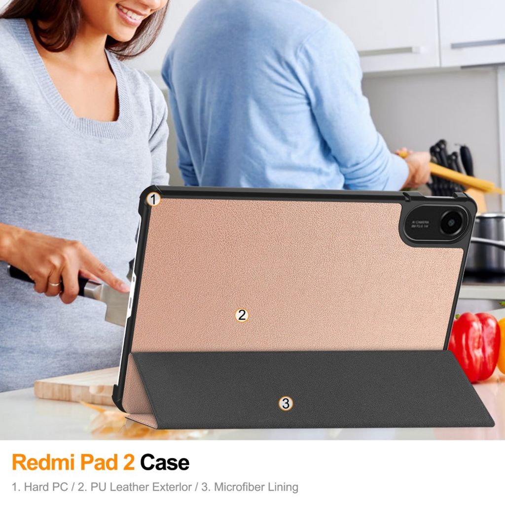 Xiaomi Redmi Pad 2 Cover with Stand - Rose Gold