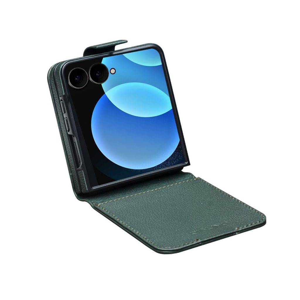 QIALINO Samsung Galaxy Z Flip8 Flip cover i ægte læder - Grøn