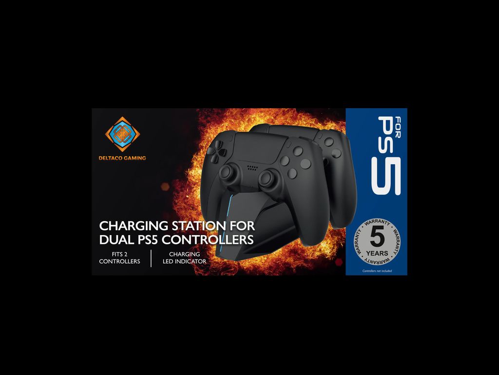 Deltaco Gaming Ladestation til Playstation 5 Controllere - Sort