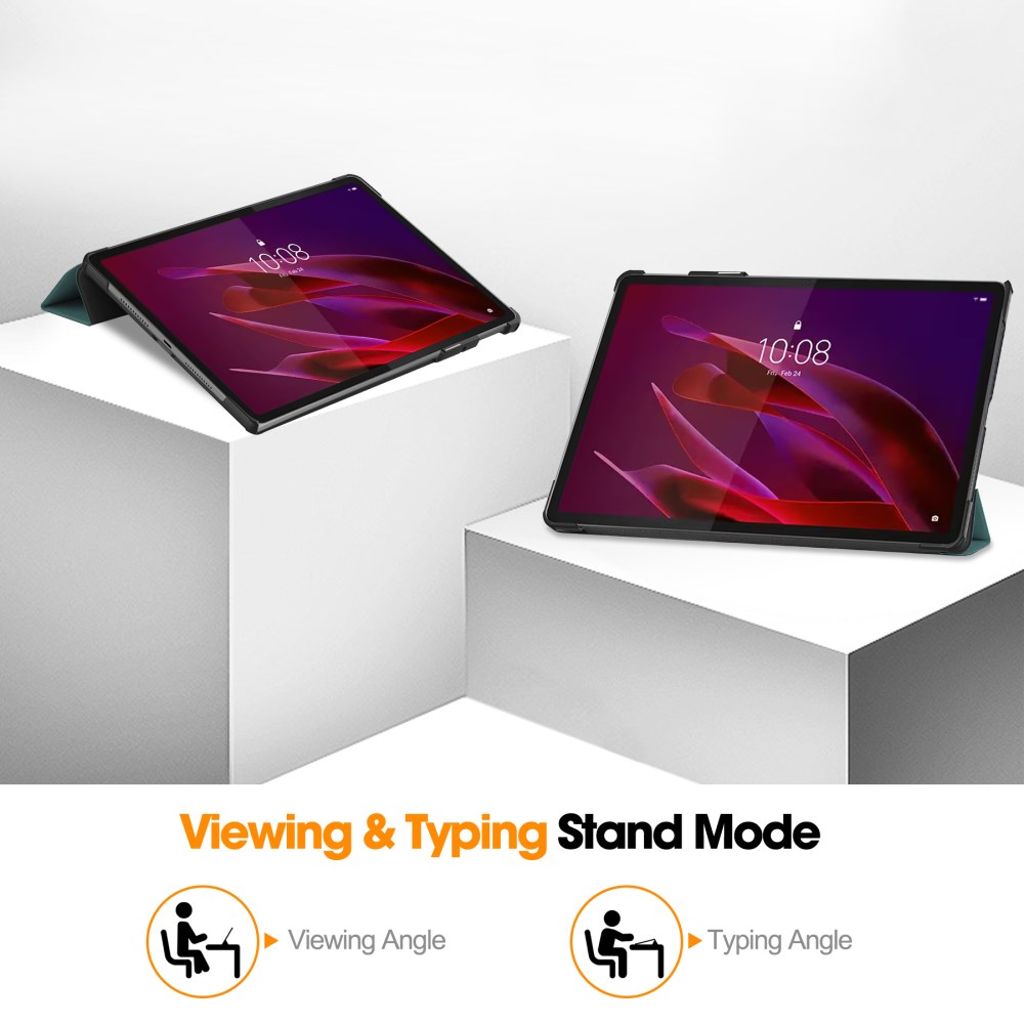 Lenovo Yoga Tab 11.1 Etui Anti-fall PU-lær Tri-Fold - Svartgrønn