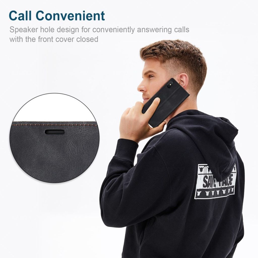 AUTSPACE iPhone X/XS Lompakkokotelo RFID Korttipaikoilla – Musta