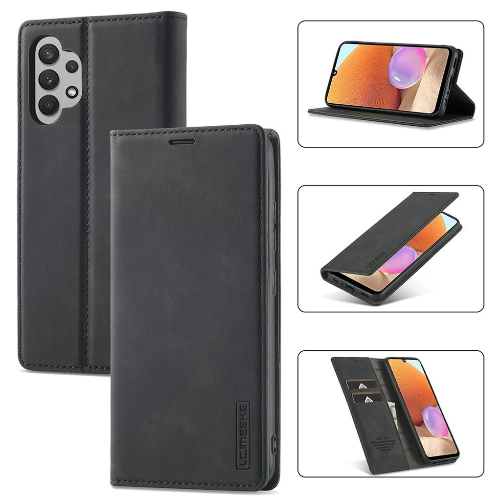 LC.IMEEKE Samsung Galaxy A32 4G lompakkokotelo – Musta