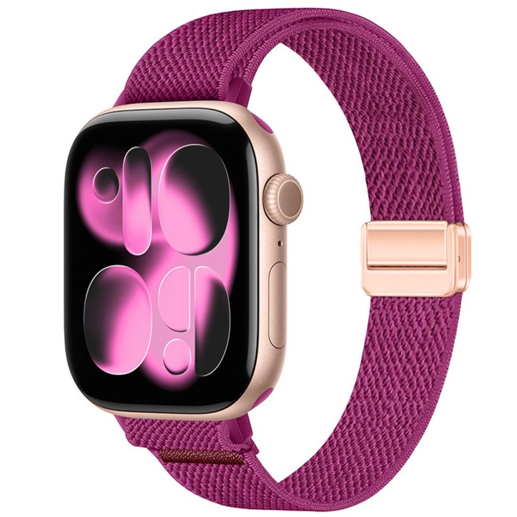 Apple Watch 49/46/44/42mm Smalt Klockarmband i Nylon - Fuchsia