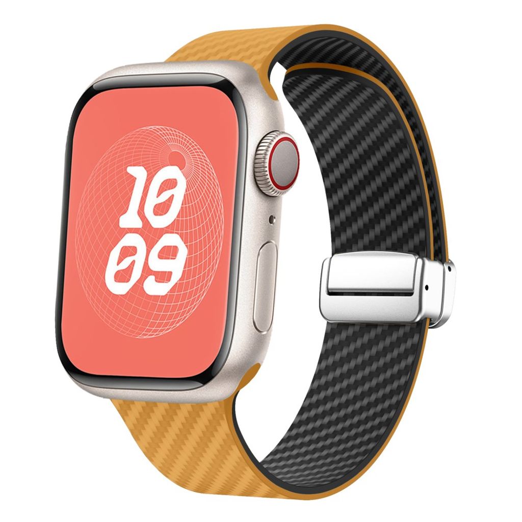 Apple Watch 42 / 41/ 40 / 38mm Klockarmband kolfibertextur - Ljusbrun/Svart