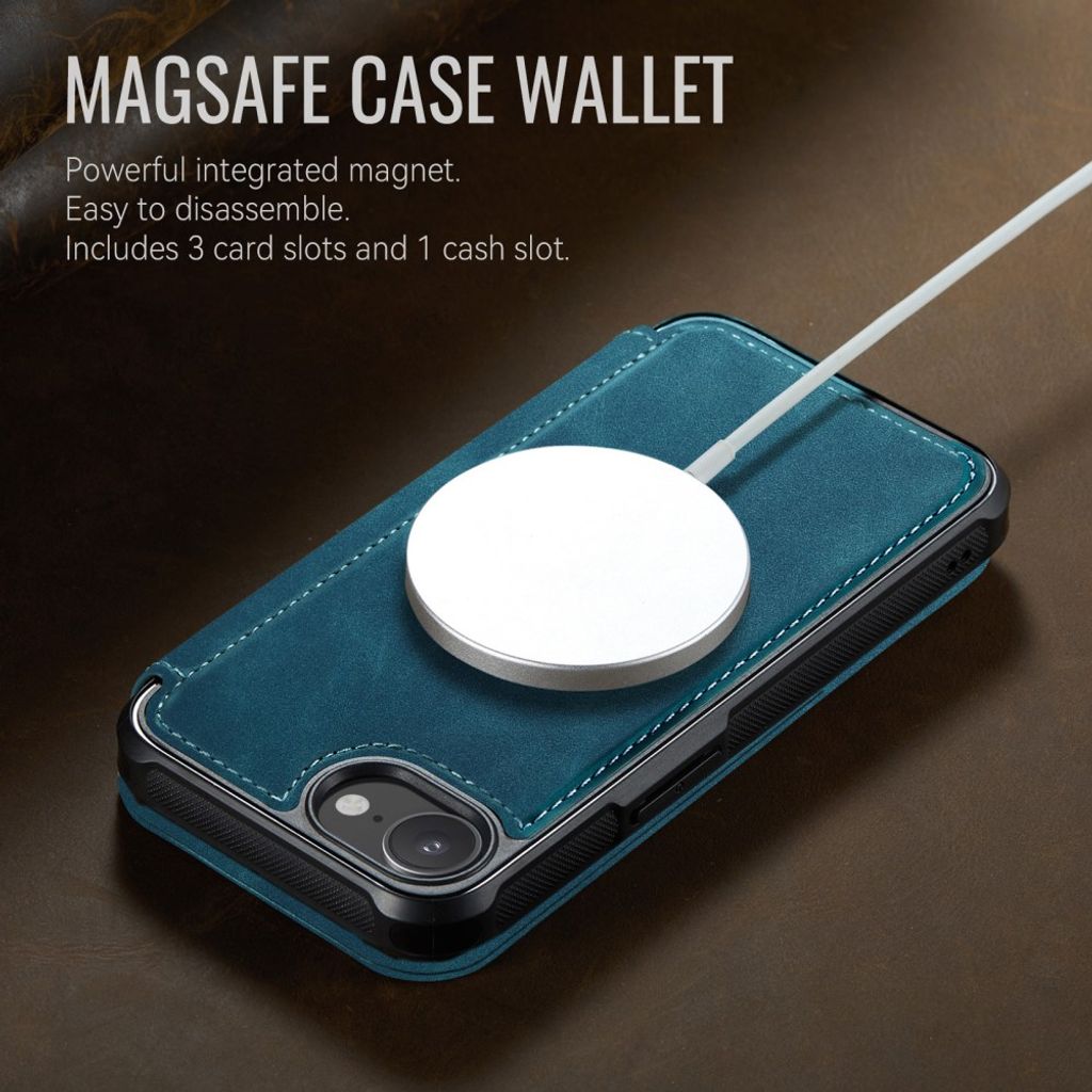 CASEME 053 iPhone 16e/iPhone 17e Lommeboketui MagSafe RFID Blokkerende - Blå