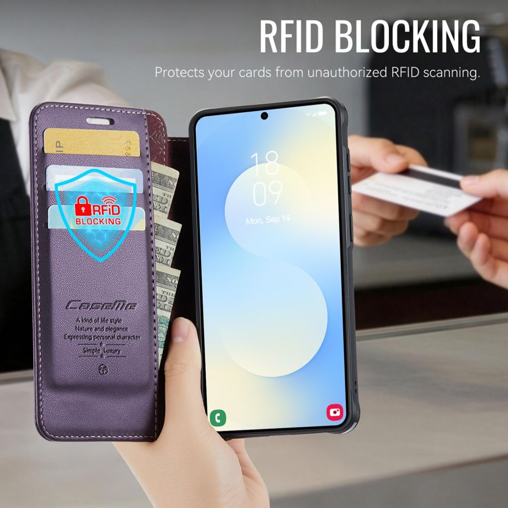 CASEME 053 Samsung Galaxy S24 FE Lommeboketui MagSafe RFID Blokkerende - Lilla