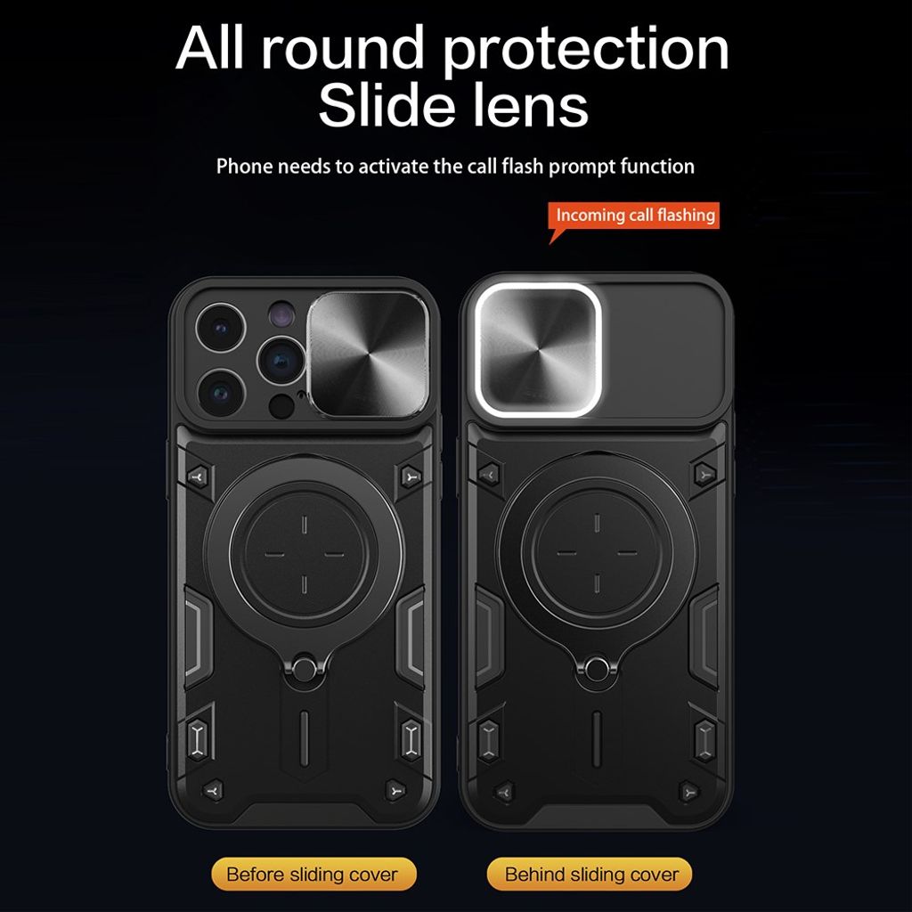 iPhone 11 Pro Max Skal med Kameraskydd och Stativ – Rosa