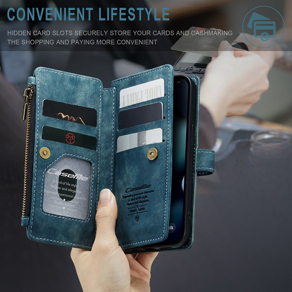 CASEME iPhone 13 Lompakkokotelo Kortin Haltija Kantohihna – Vihreä