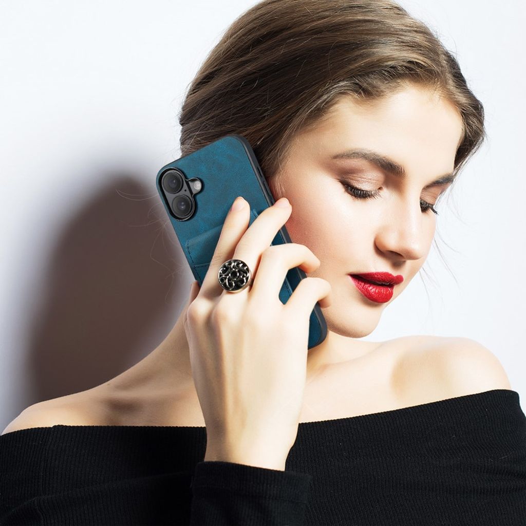 FIERRE SHANN iPhone 16 Case with Stand - Blue