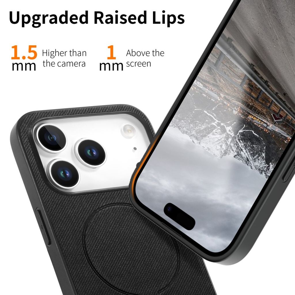 iPhone 18 Pro & iPhone 17 Pro MagSafe kompatibelt Cover Tekstilstruktur - Sort
