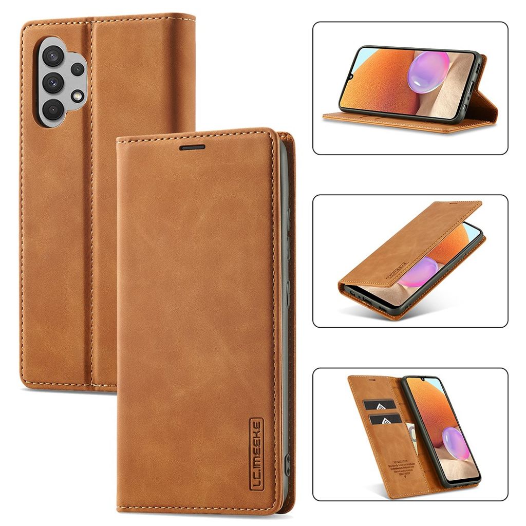 LC.IMEEKE Samsung Galaxy A32 4G Lompakkokotelo - Ruskea