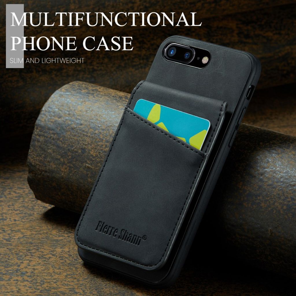 FIERRE SHANN iPhone 7 Plus / 8 Plus Cover med Kortplads - Sort