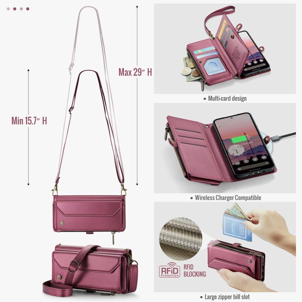 CASEME Google Pixel 10 Pro / Pixel 10 Cover with 10 Card Slots - Red