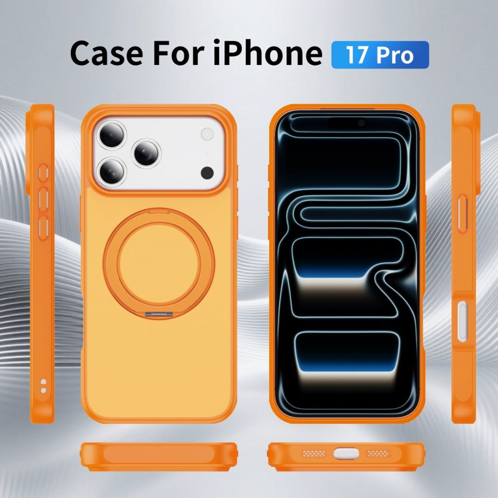 iPhone 18 Pro/17 Pro MagSafe Deksel med ringstøtte - Oransje
