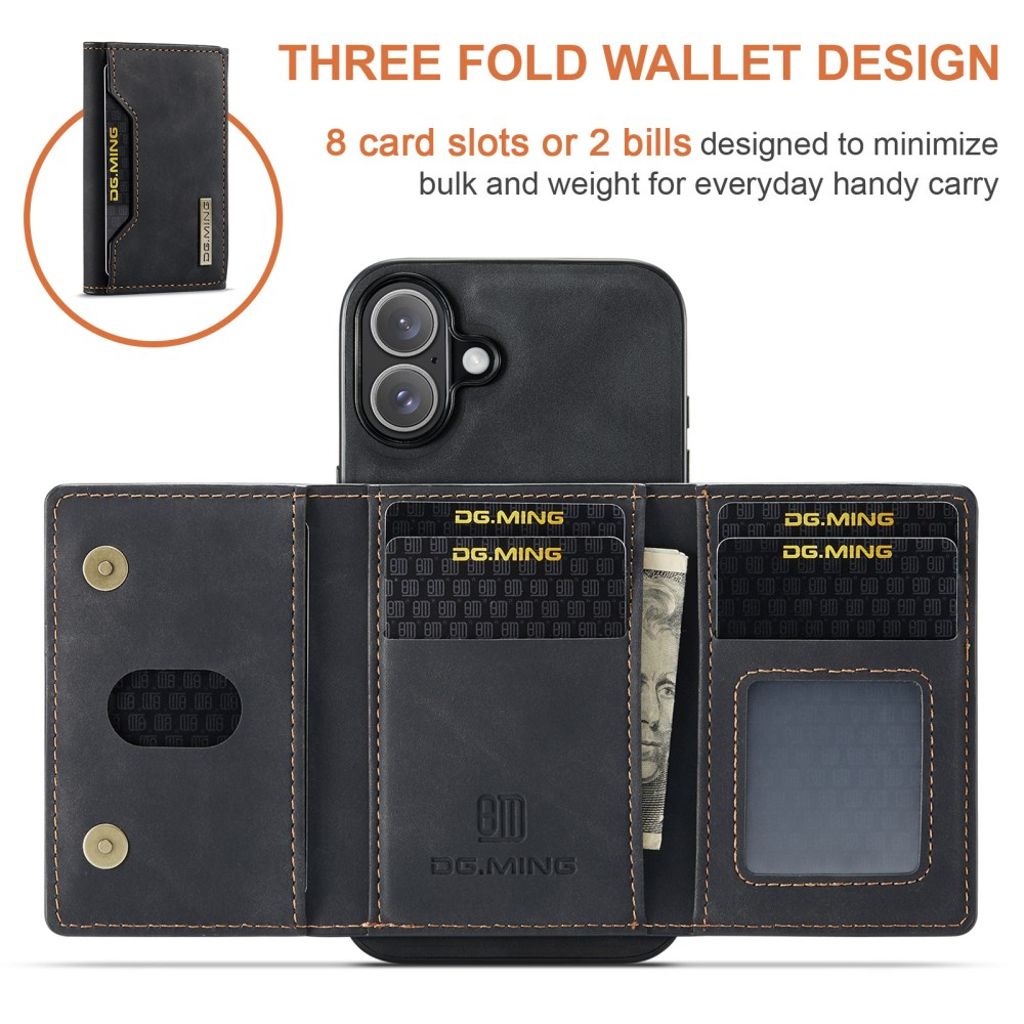 DG.MING iPhone 17 Cover med Pung - Sort