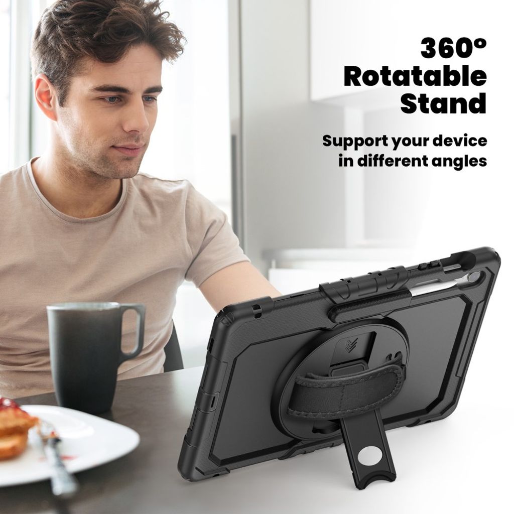 Samsung Galaxy Tab S10 FE Plus Case with Shoulder Strap - Black