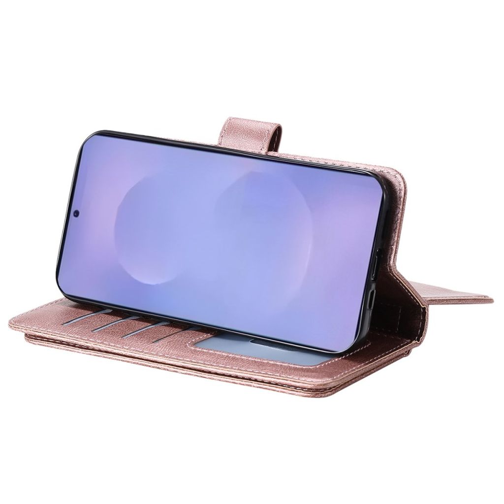 Samsung Galaxy S26 Plus Pungetui med 10 Kortholder Stativ - Rose Guld