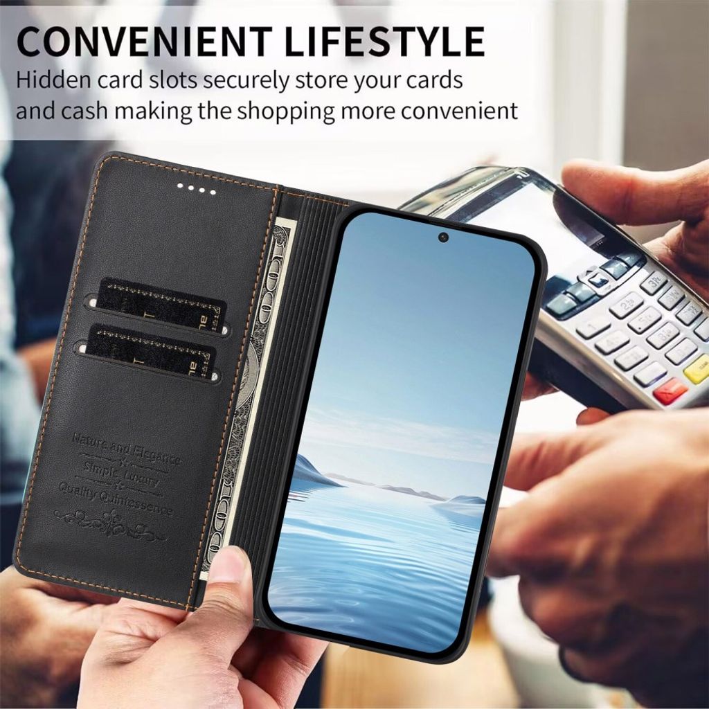 iPhone 18 Pro Max/iPhone 17 Pro Max Lommeboketui RFID og Stativ - Svart