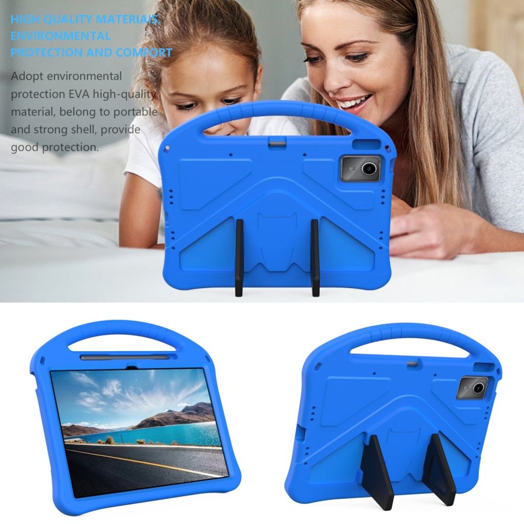 Lenovo Idea Tab Plus Deksel med Stativ og Håndtak – Blå
