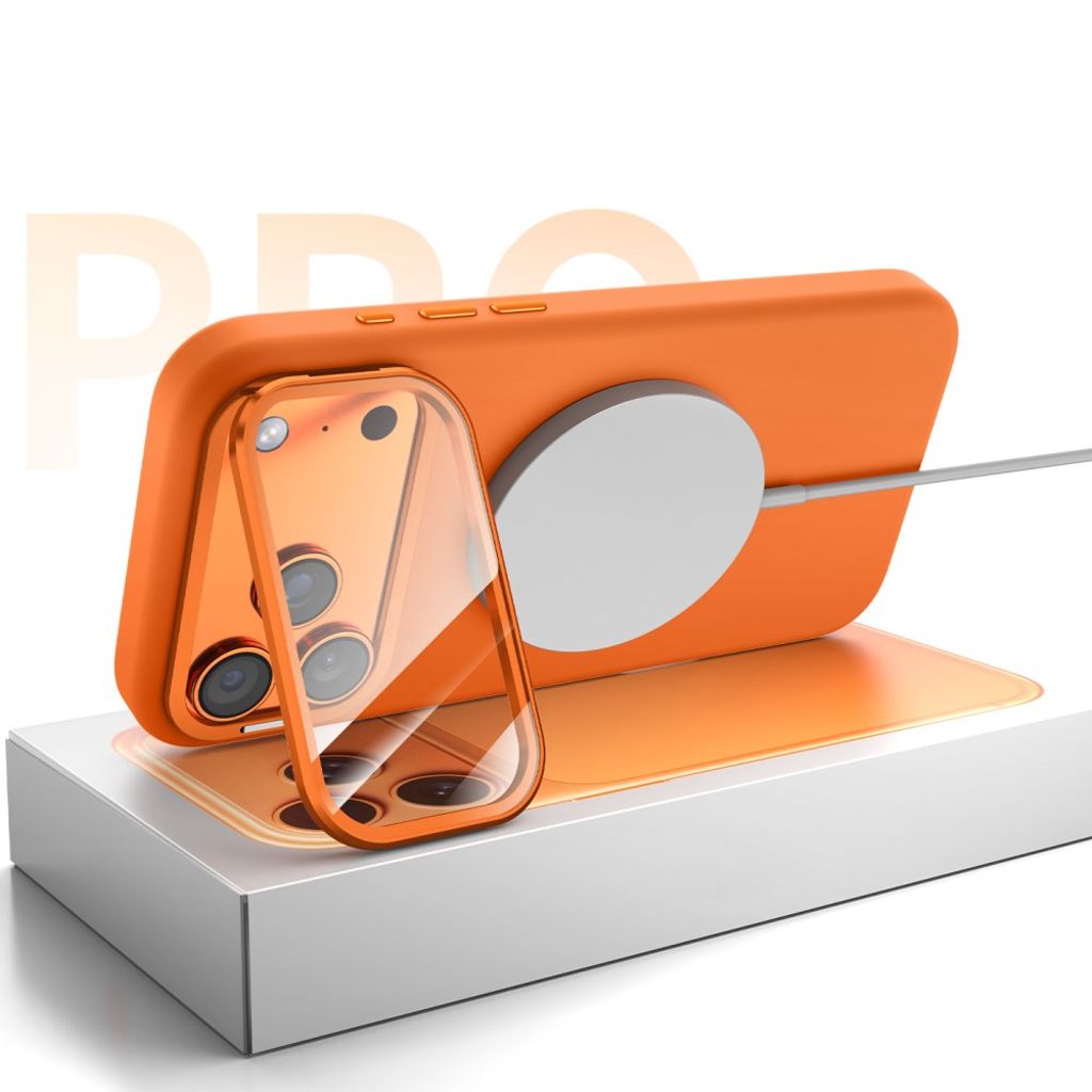 iPhone 17 Pro Max/16 Pro Max Kuori MagSafe Linssinsuojalla ja Jalustalla - Oranssi