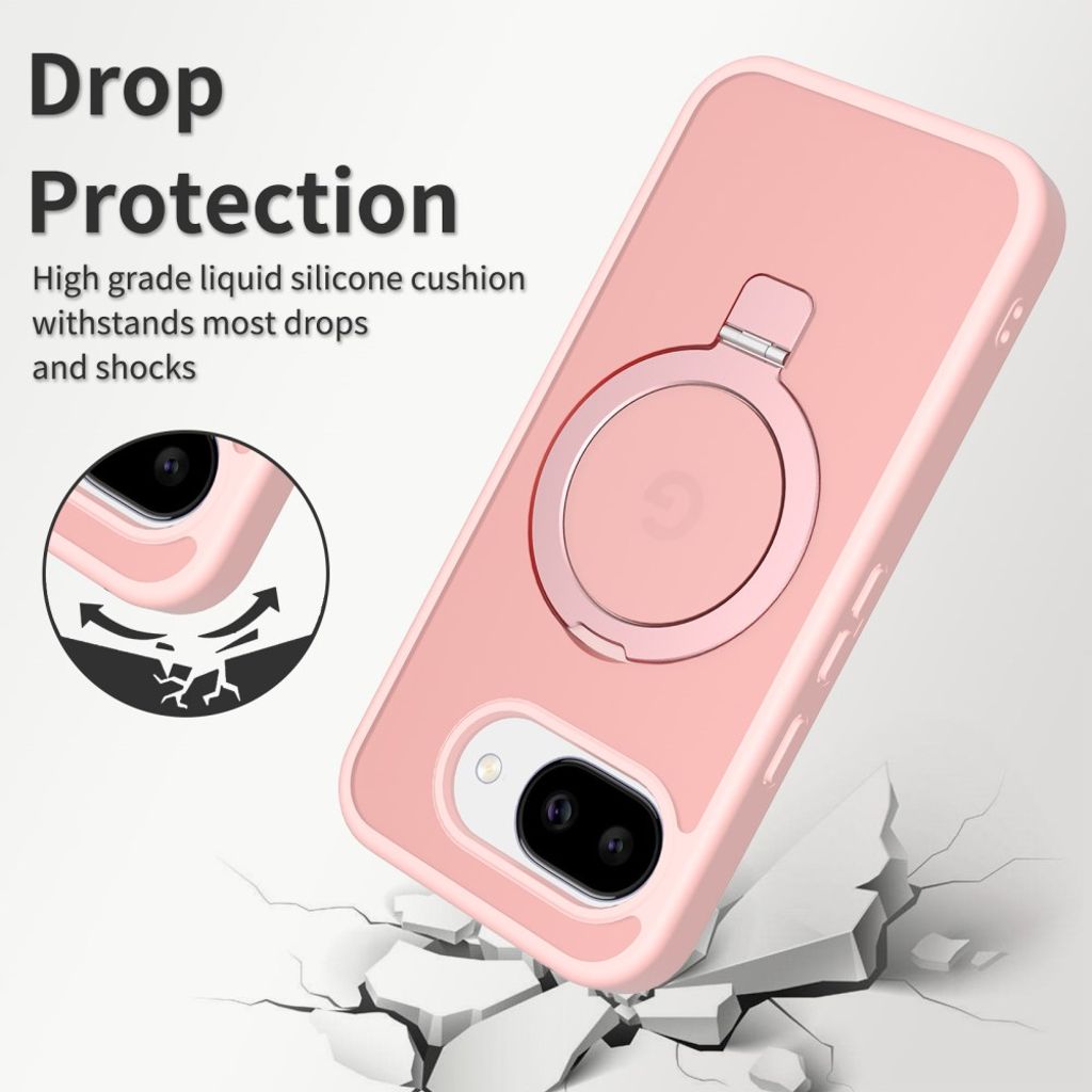 Google Pixel 10a Silikon MagSafe Skal med Ringhållare – Ljusrosa