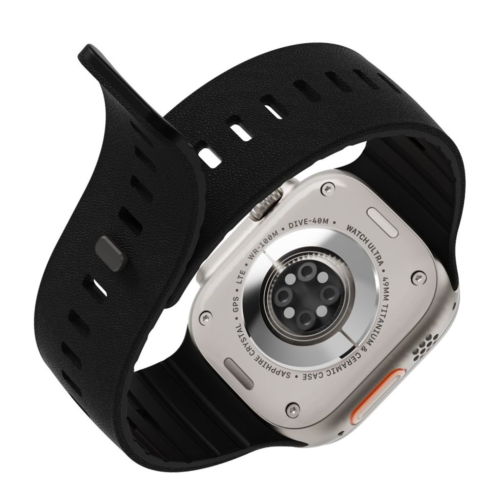 Apple Watch 42/41/40/38mm Klockarmband i texturerat silikon - Svart