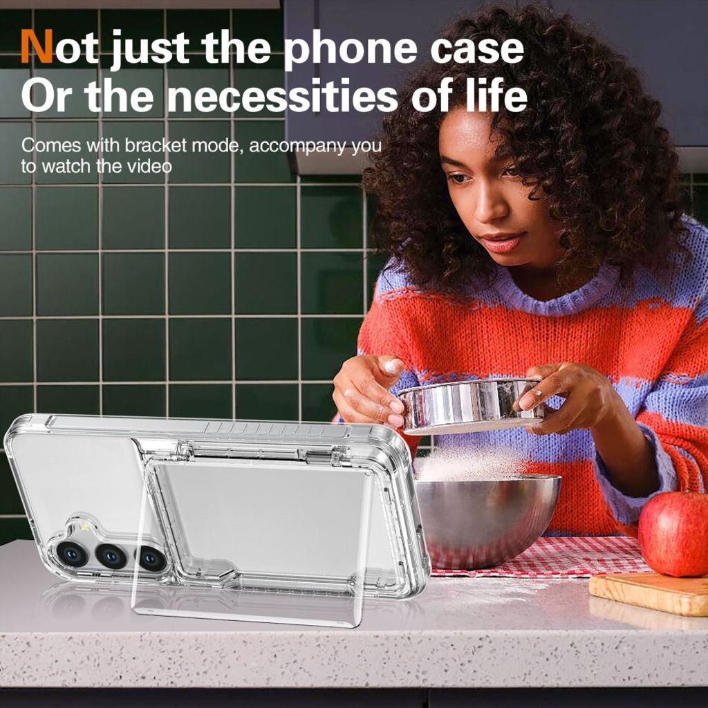 Samsung Galaxy S26/S26 Pro Kuori Kortin haltijalla ja Jalustalla – Läpinäkyvä