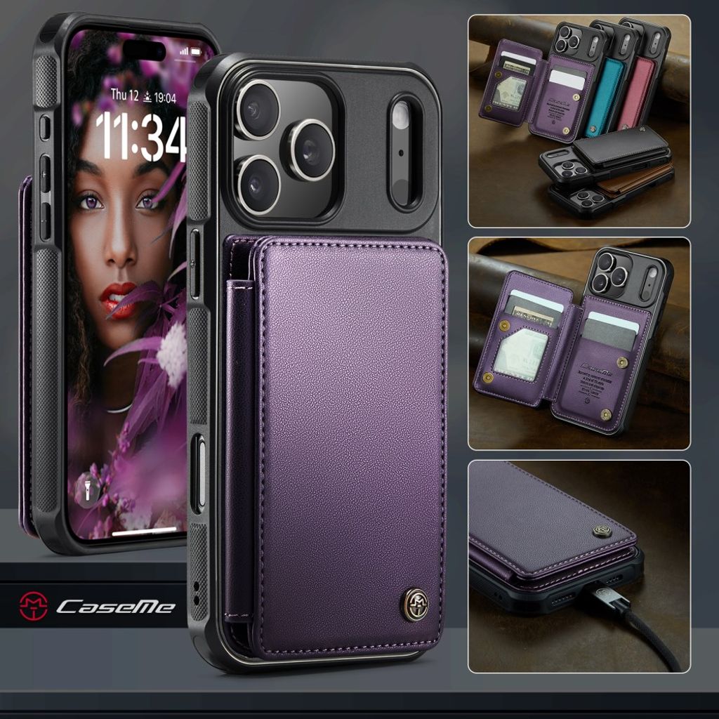 CASEME iPhone 18 Pro Max/17 Pro Max Lompakkokuori RFID-estolla – Purppura