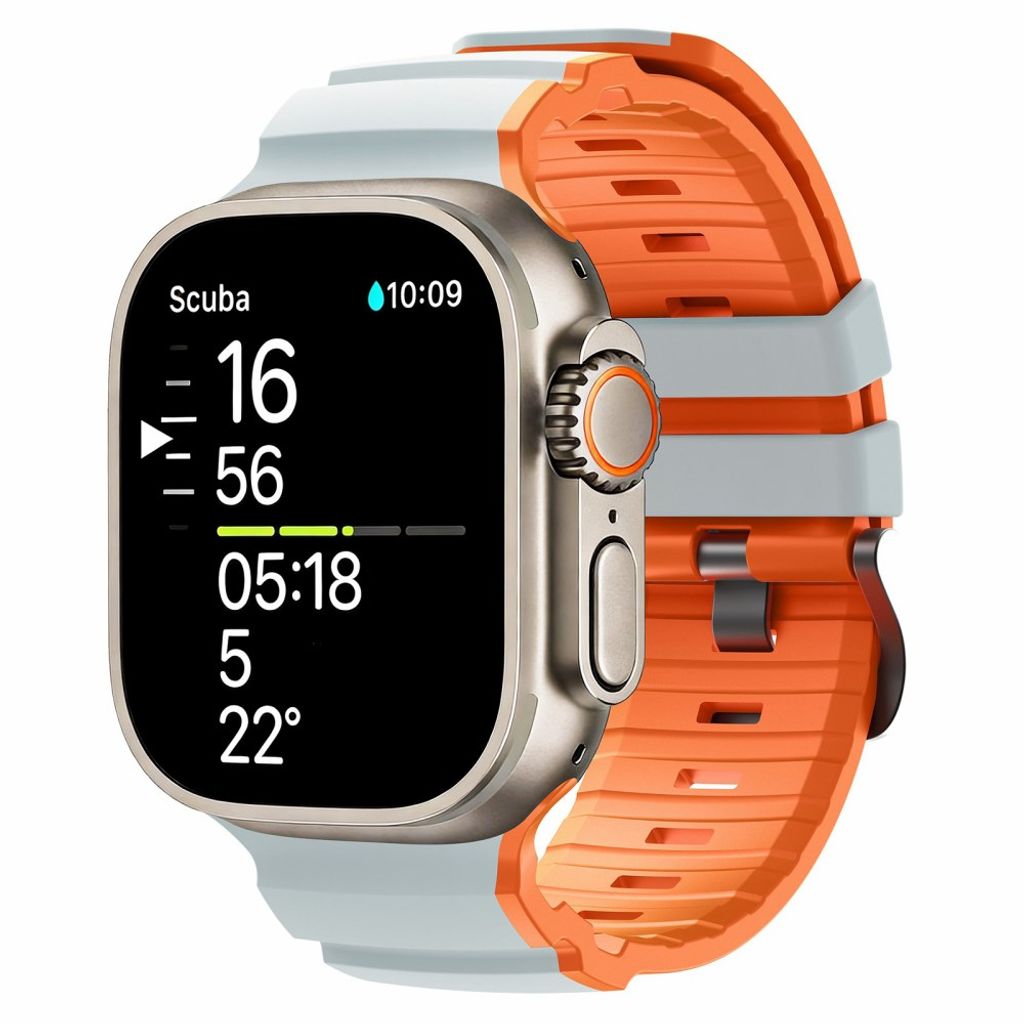Apple Watch 49/46/44/42mm Tvåfärgat Klockarmband Silikon - Grå/Orange