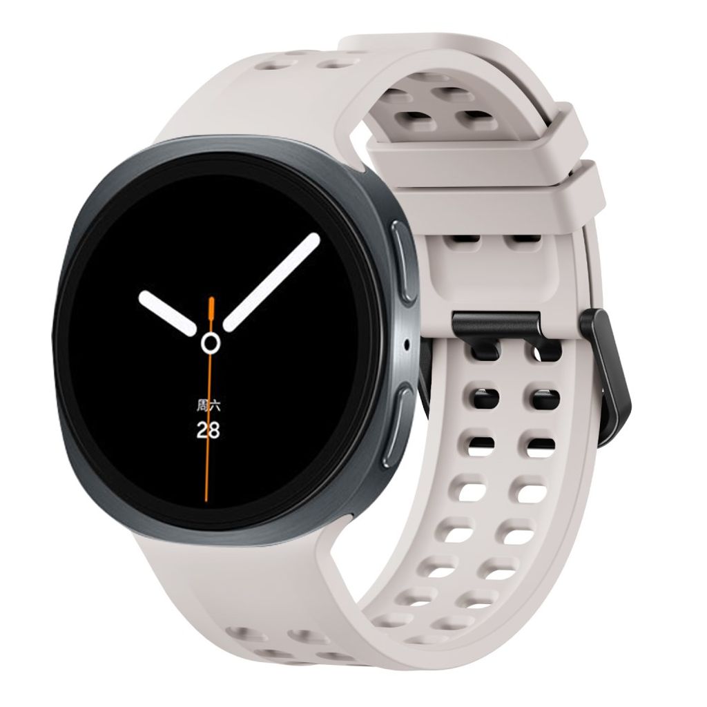Samsung Galaxy Watch9/8/8 Classic silikon klokkerem med dobbel spenne - Hvit