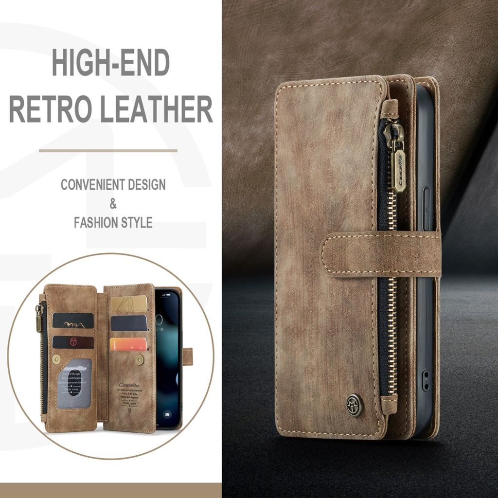 CASEME iPhone 13 Pro Lompakkokotelo Kortin Haltijalla - Ruskea