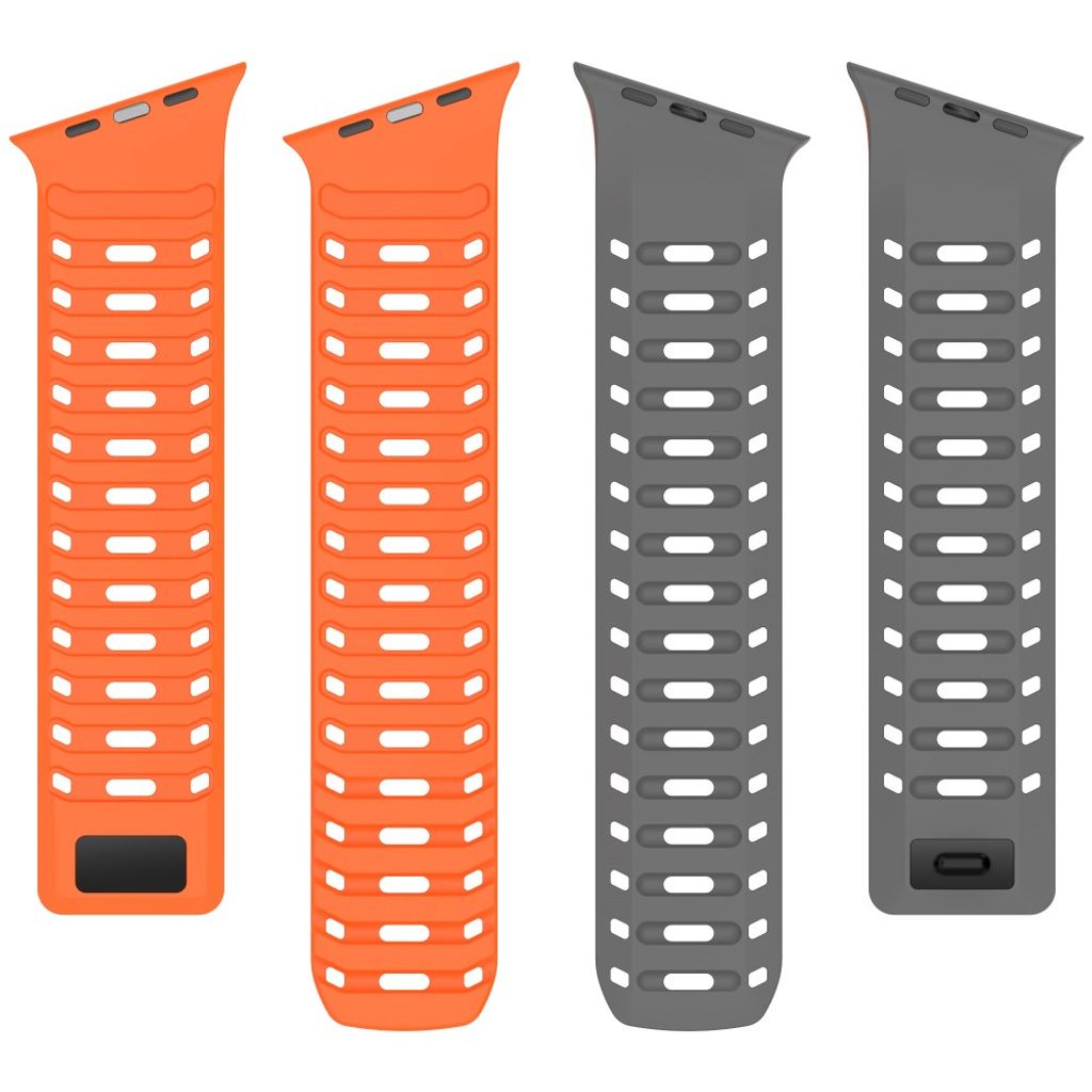 Apple Watch 49/46/44/42mm Klockarmband i Silikon Magnetisk - Grå/Orange