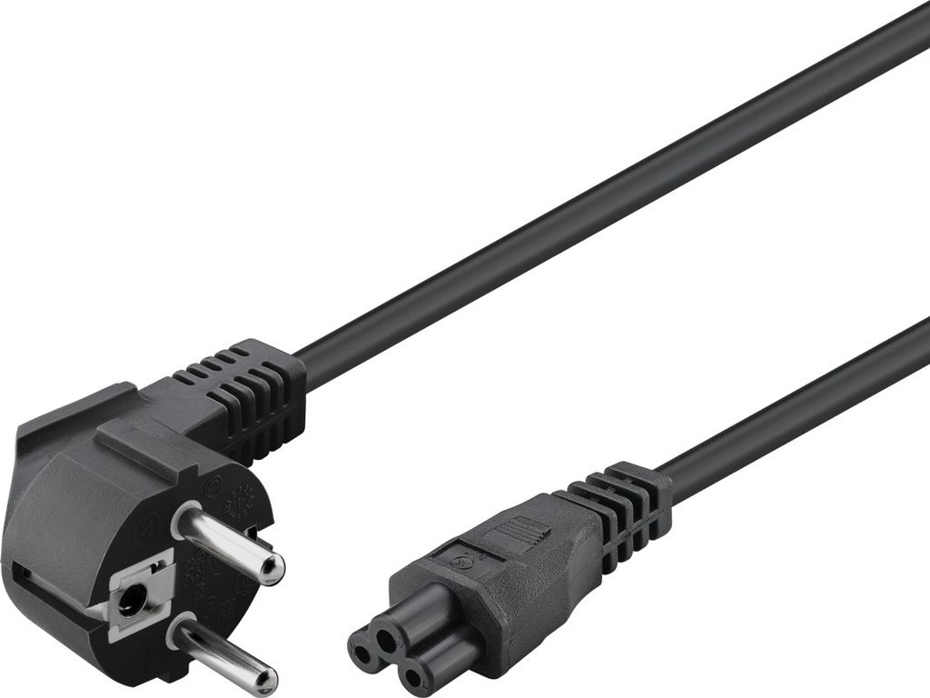 Goobay Vinklad Strömkabel 3-pin C5 (jordad), 3 m – svart