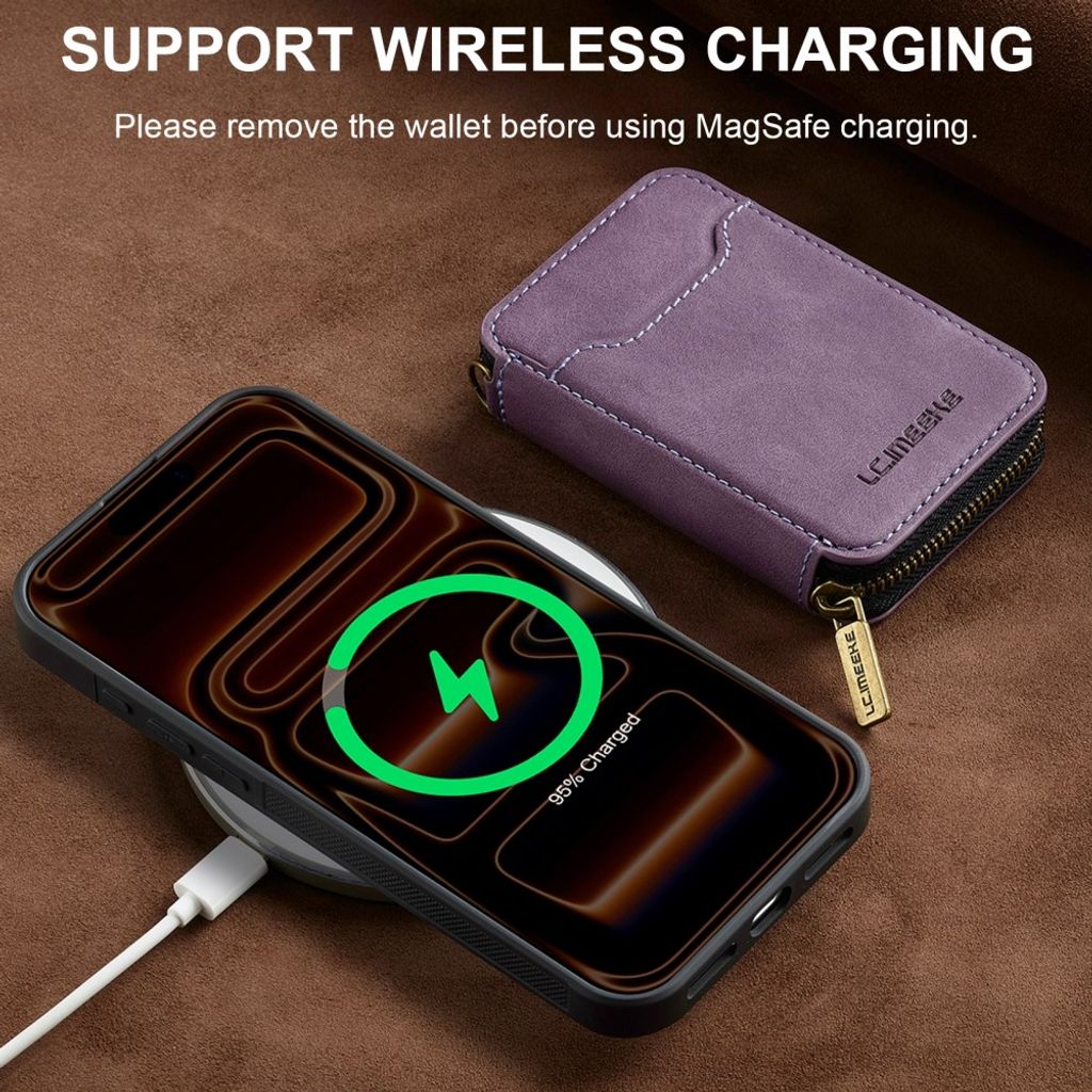 LC.IMEEKE iPhone 18 Pro Max/17 Pro Max MagSafe-kuori lompakolla - Violetti