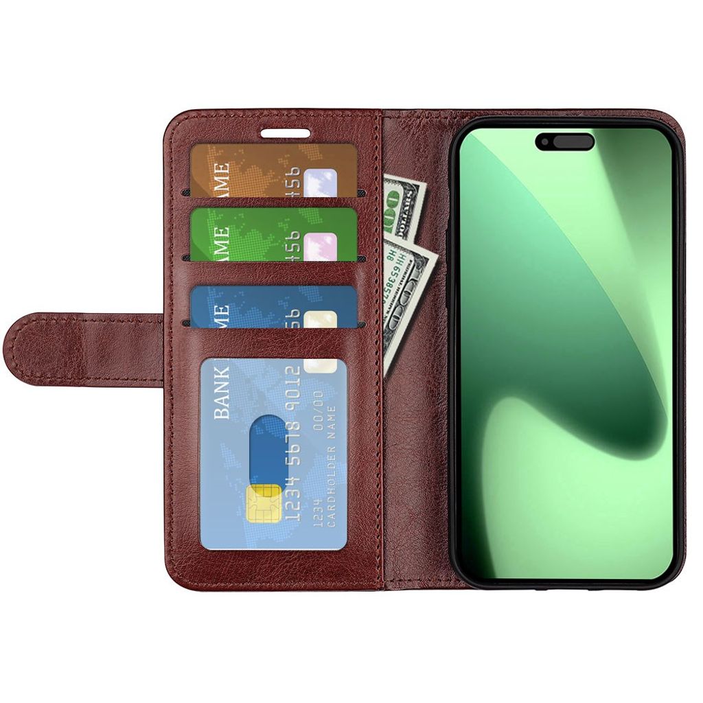 iPhone 18 Pro/17 Pro LommebokCover i PU skinn - Brun
