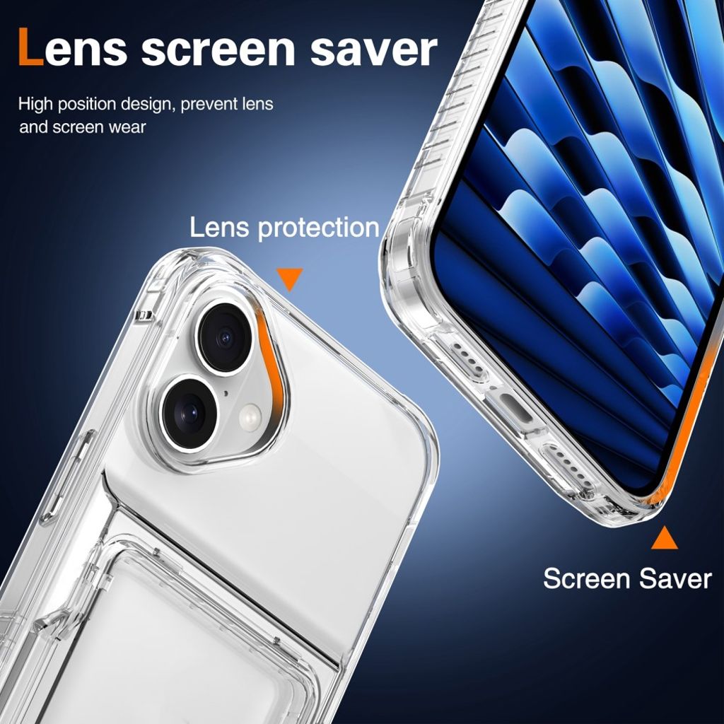 iPhone 17 Skal med Stativ och Kortfack - Transparent