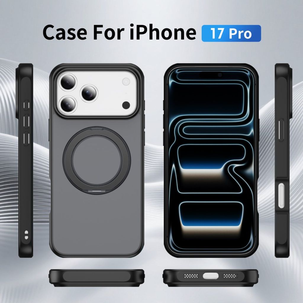 iPhone 18 Pro/17 Pro MagSafe Deksel med ringstøtte - Svart