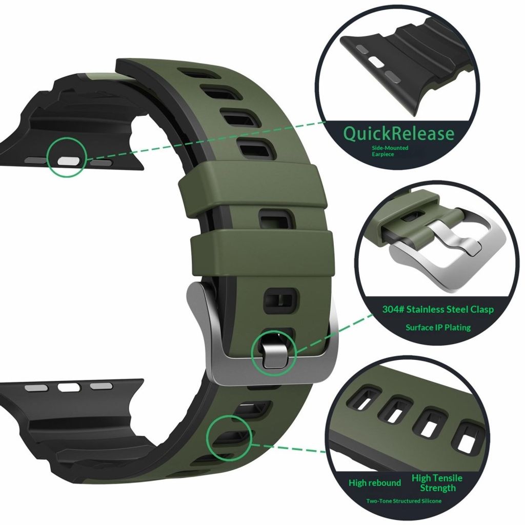 Apple Watch 49/46/44/42mm Tvåfärgat Klockarmband Silikon - Svart/Grå