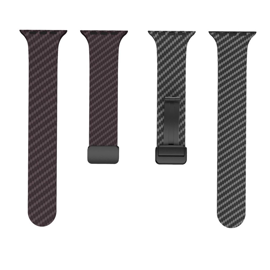 Apple Watch 42 / 41/ 40 / 38mm Klockarmband kolfibertextur - Mörkbrun/Svart