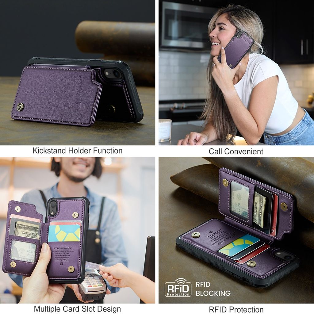 CASEME iPhone XR Plånboksskal med Kortfack & RFID-blockering – Lila