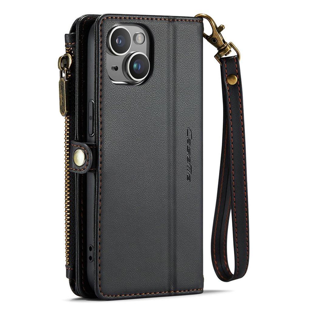 CASEME iPhone 14 Lommeboketui Kortholder Stativ RFID Svart